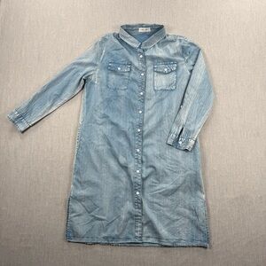 BD Collection Faded Denim Button-Front Long Sleeve Dress